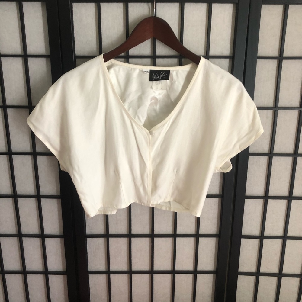 Cropped Short Sleeve Top w/ Open Front